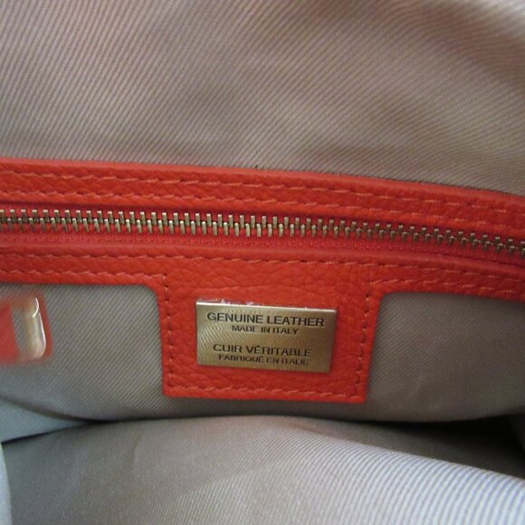 Orange Leather Made In Italy Braided Strap Shoulder Bag Purse - Picture 11 of 12